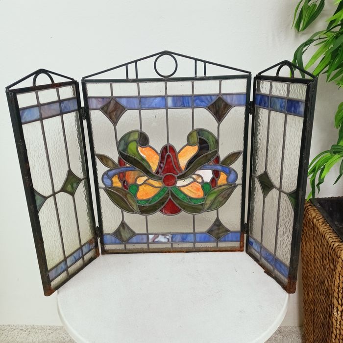 Witraż,ekran kominkowy 108/74cm.