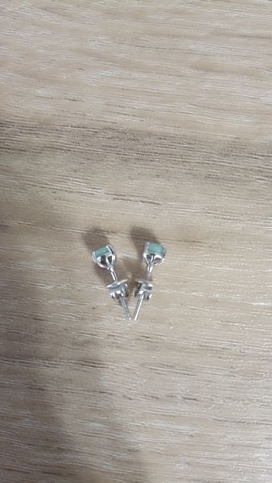 Смарагд изумруд пусети гвоздики серебро 925 серьги