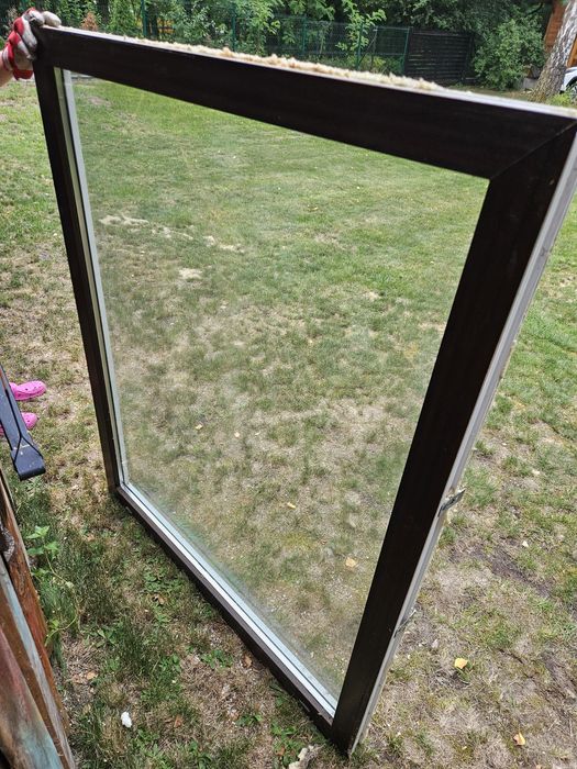 Okno nieotwierane. PVC , FIX.  Gealan 144x118 cm, mahoń/białe