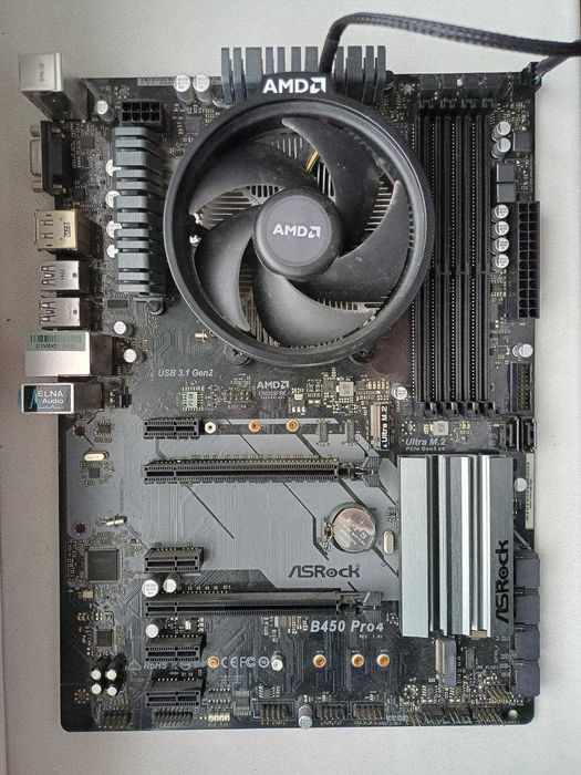 ASRock B450 Pro4 материнска плата + AMD Ryzen5 2600 + радіатор
