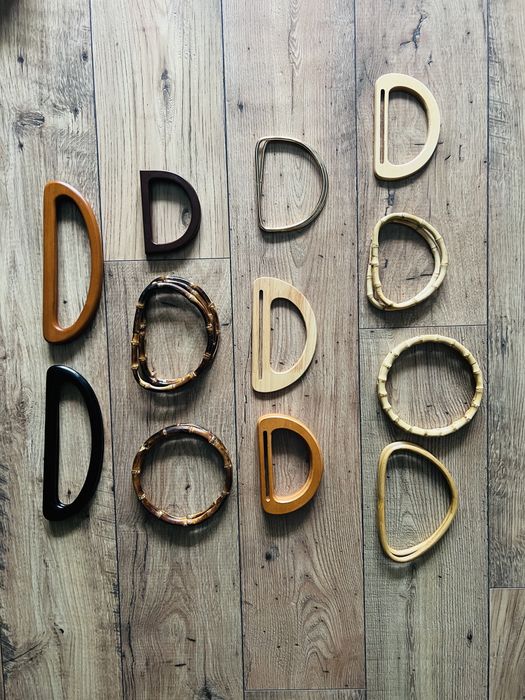 Nowe Drewniane rączki do torebek ze sznurka okrągłe bambusowe podłużne