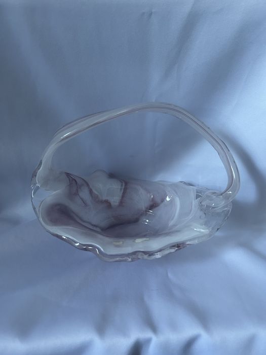 Szklany koszyczek różowo biały nr.8233