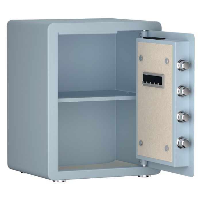 Sejf biometryczny stalowy - odcisk palca - 45x38x32 cm - niebieski