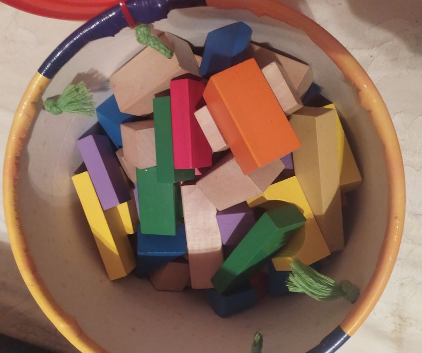 Caixa da Universe of imagination blocos de madeira verdadeira pintados