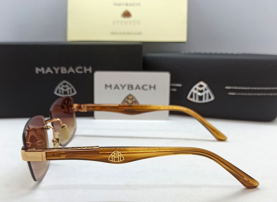 Maybach брендовые очки унисекс коричневый градиент в золоте дужки беж