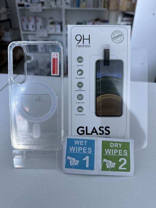 Szkło hartowane i etui przeźroczyste z MagSafe do SAMSUNG S25