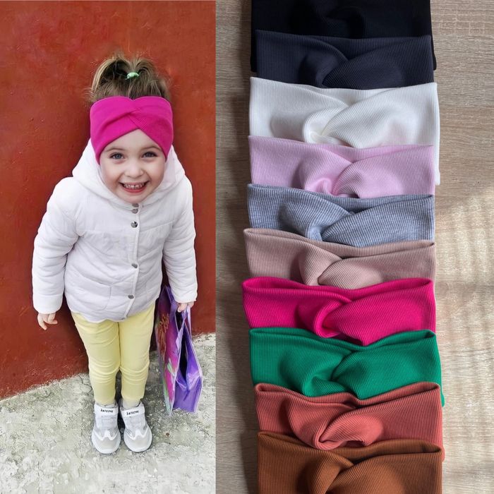 Пов'язка на голову,  повязка в рубчик, детская повязка