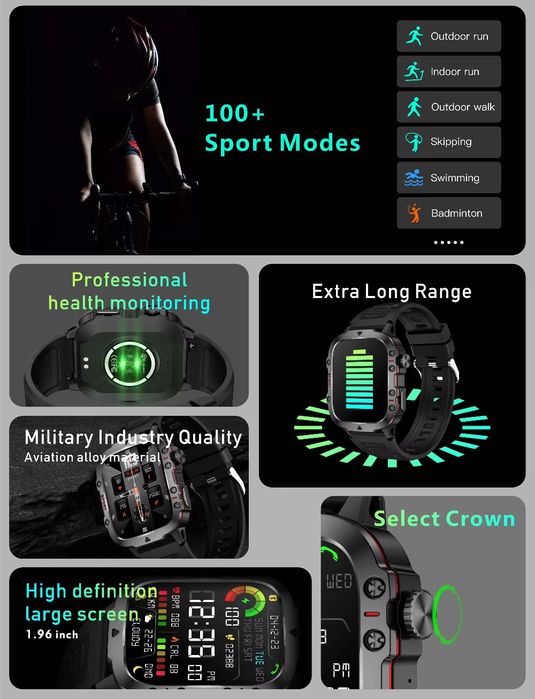 Smartwatch militar ultra pro + uma pulseira grátis