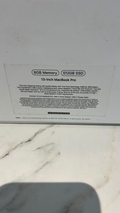 Apple MacBook Pro with Apple M1 Chip (13 inch, 8GB RAM, 512GB SSD