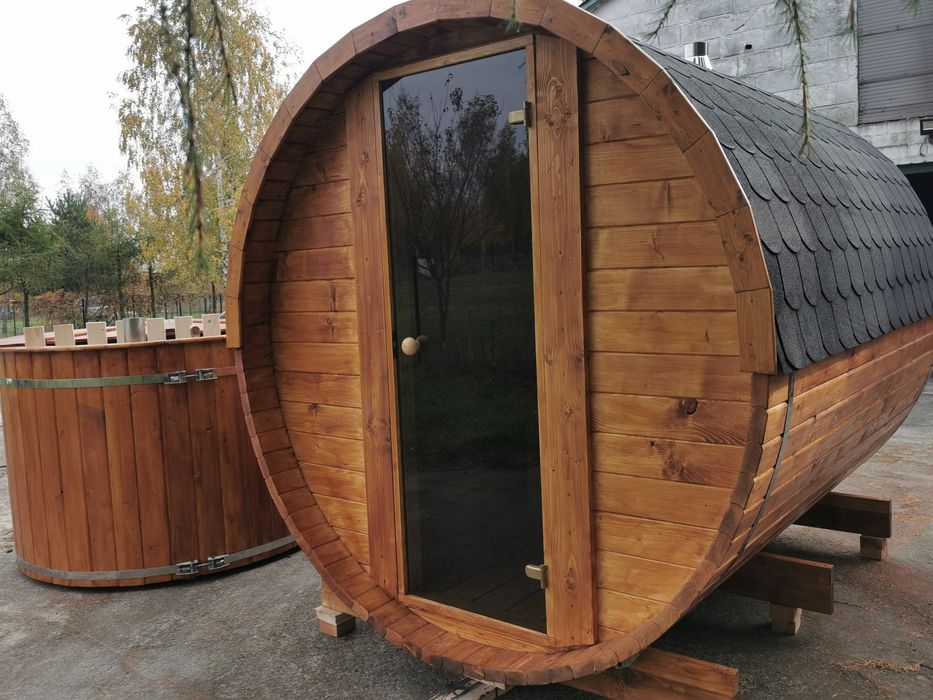 Sauna Ogrodowa 2,5 m x 2,2 m Cały komplet Piec  Zewnętrzny