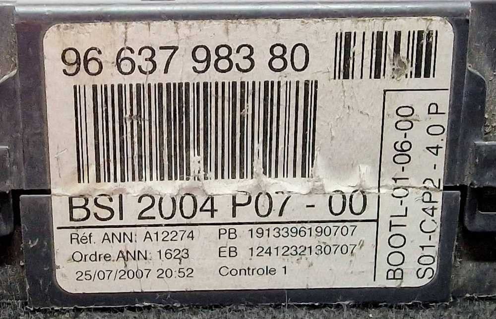 Caixa Fusíveis / SAM / BSI 9663798380 - PEUGEOT 207 SW