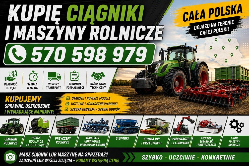 SKUP MASZYN ROLNICZYCH Kupię ciągniki i maszyny rolnicze – szybka wycena i odbió