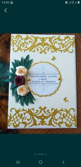 Kartka z okazji przejścia na emeryturę RĘKODZIEŁO