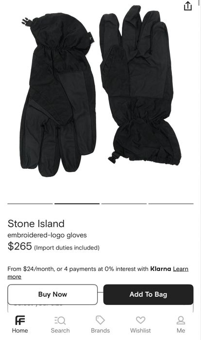 Stone Island econylon metal gloves перчатки