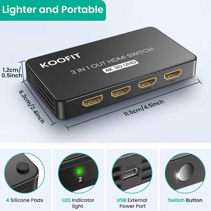 Комутатор HDMI 4K, Разветвитель HDMI, HDMI сплиттер