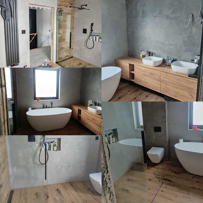 Łazienki, remont, płytki wielkoformatowe, układanie płytek