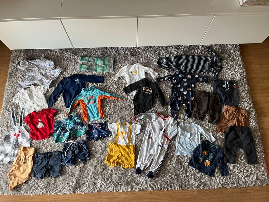 Lote de roupa para bebé – 24 peças, tamanho 68 (menino)