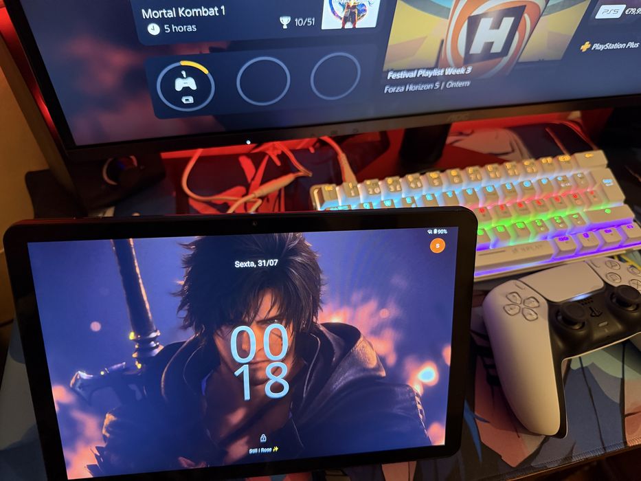 Kit Setup Gamer PS5 + Simulador de Corrida + tablet + kit som + acessorios