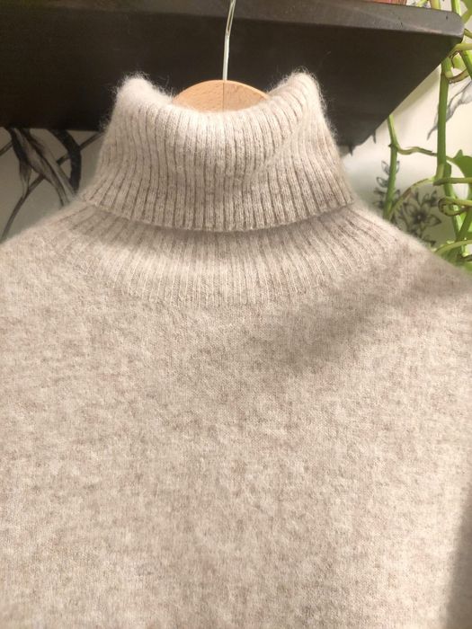 Golf Sweter Kaszmir Jasny Taupe Beżowy M