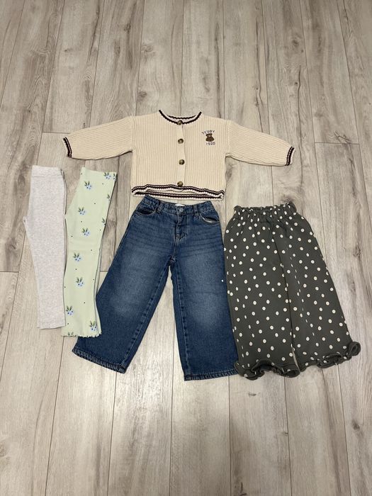 Теплі джинси Zara, кардиган, кофтинка, штани zara , лосини в рубчик Next, Zara на ріст 104