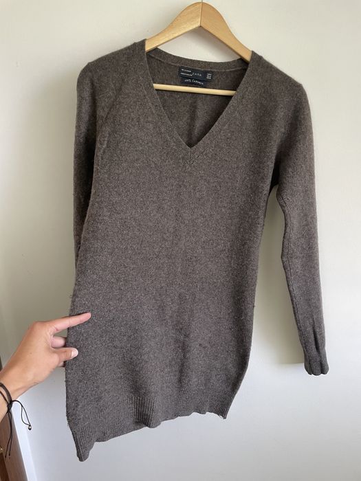 Zara 100% kaszmir brązowy ultra miekki i ciepły sweter