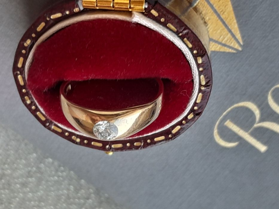 R.6 Antyk Pierścionek Obrączka Soliter Brylant stary szlif WYCENA