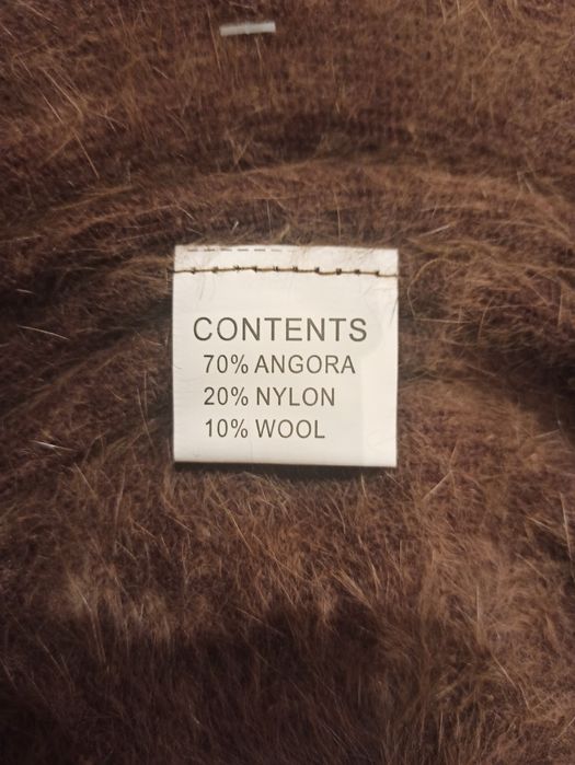 Beret nowy angora brązowy