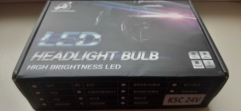 DawnKnight 24V H4 H7 4300K trucks canbus LED лампы K5C K7C K8C K9C