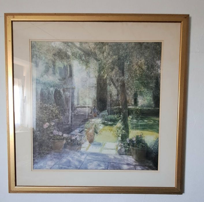 Quadro muito grande decorativo com impressão jardim 83x83cm