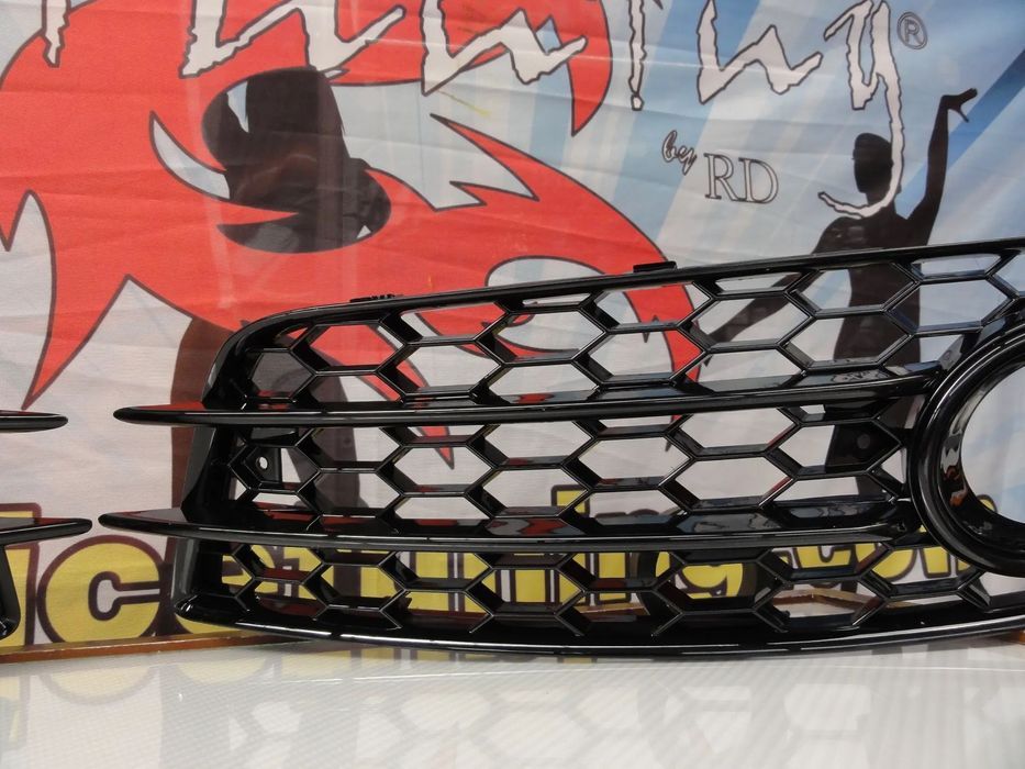 Grelhas faróis nevoeiro Audi A4 B8 08-11 RS LOOK preto brilhante (para-choques sline e S4)