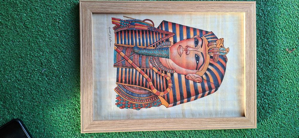 Obraz Egipski Papirus Faraon Tutanchamon w ramie Top Trend vintage boho