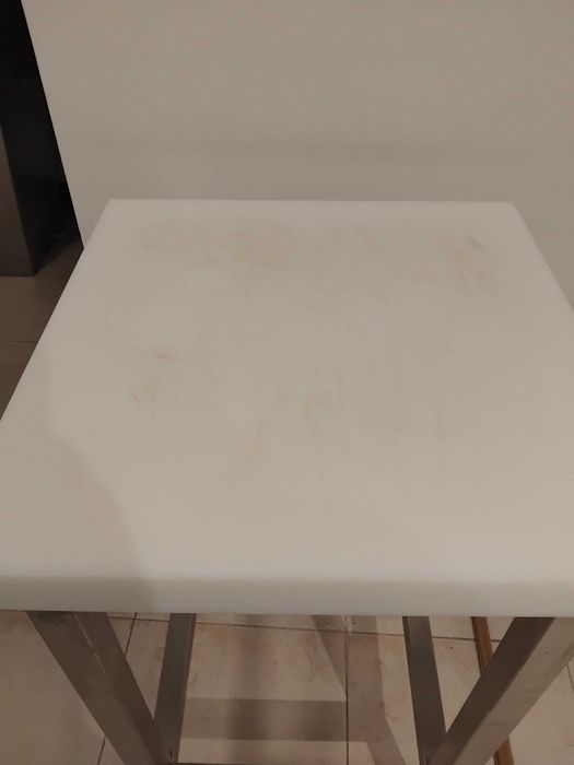 Cepo com estrutura de inox , dimensoes 450x450x850 c/ tampo rilene branco 500x500x50mm