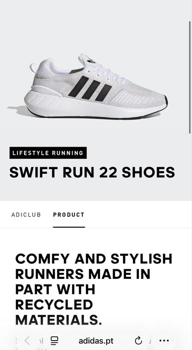 Sapatilhas Adidas Swift Run  45 em muito bom estado