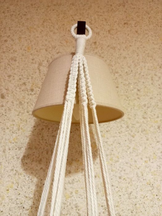 Підвісна полиця для квітів макраме бохо біла кашпо кошик плетений