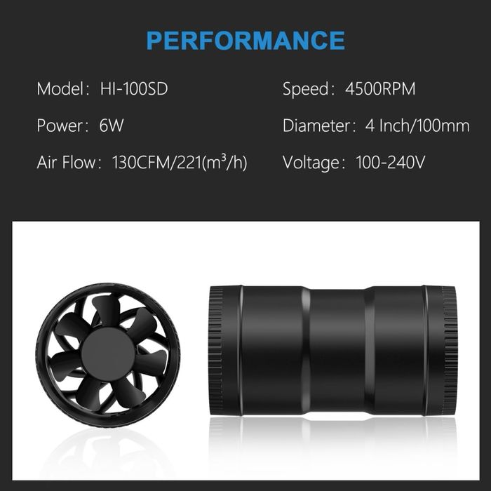 Wentylator cyrkulator HON&GUAN X czarny 100 mm, regulowany, 221 m³/h