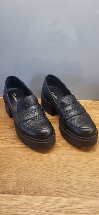Piękne półbuty mokasyny RUSIN DINCLAGE BLACK skóra naturalna