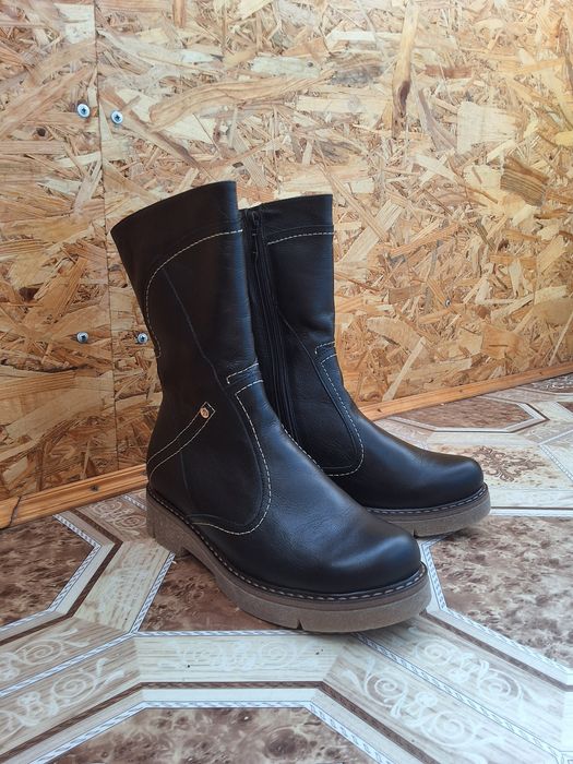 Зимние сапоги, Полусапожки. Кожа + цигейка (new)