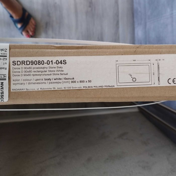 Brodzik 90x80 Radaway Doros D Stone biały SRD9080