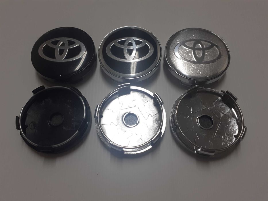 Centros/tampas de jante completos Toyota com 57, 60, 62, 65 e 68 mm