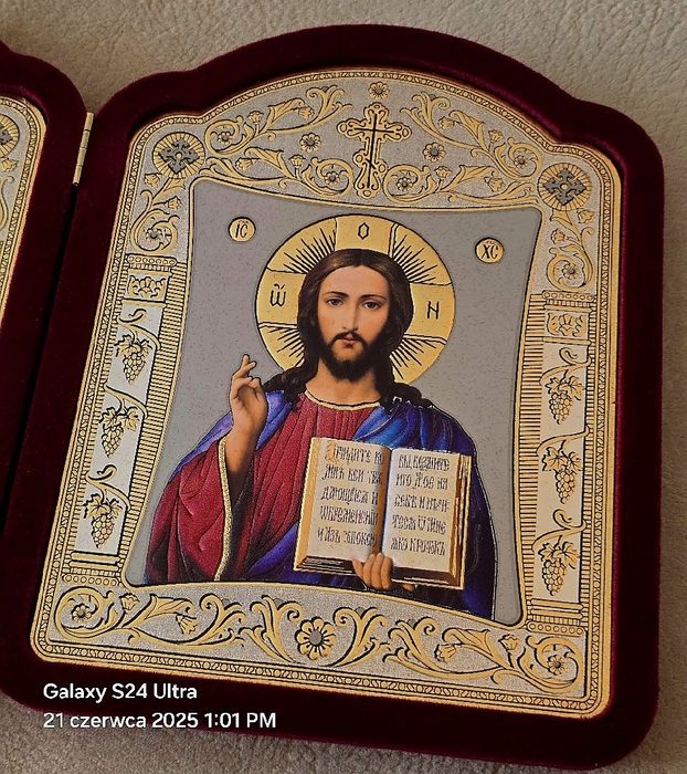 Dyptyk Ikona prawosławna Matka Boska Kazańska Jezus Pantokrator.