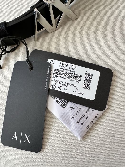 Pasek AX czarny skórzany Armani Exchange 90cm unisex