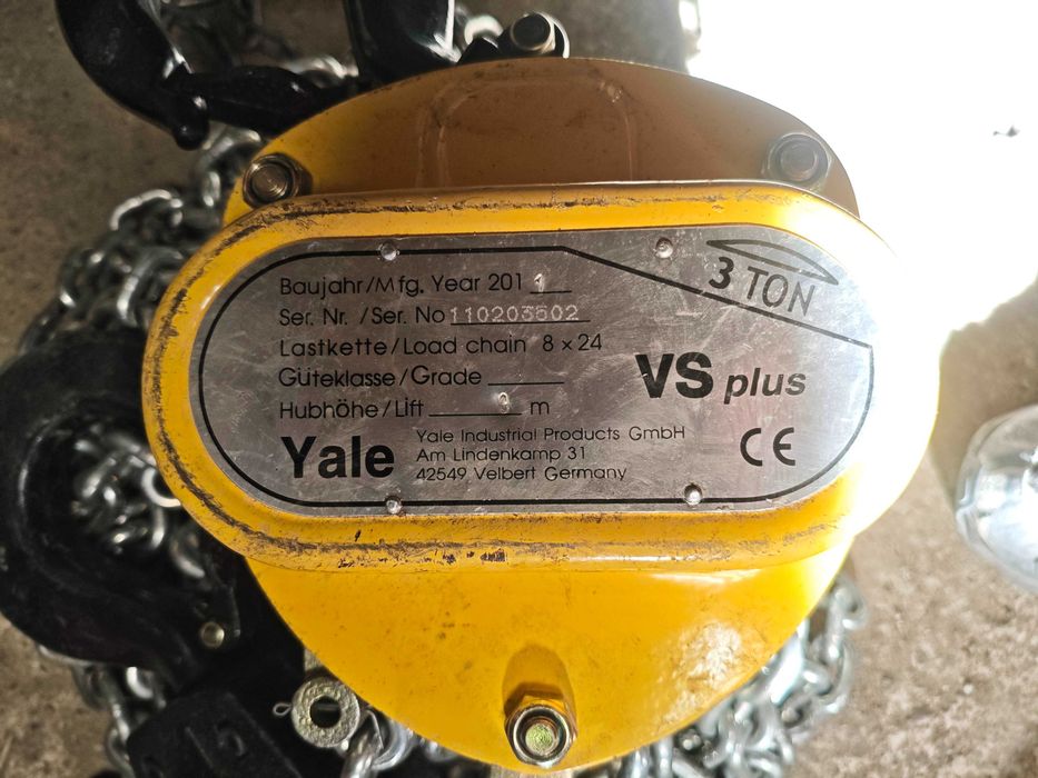 Solidna wciągarka łańcuchowa Yale vs plus 3t 9m 8x24 wyciągarka wciągnik winda