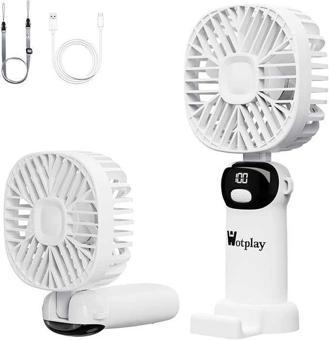 Składany ręczny mini wentylator, 5 trybów, smycz, ładowanie USB, 1 szt