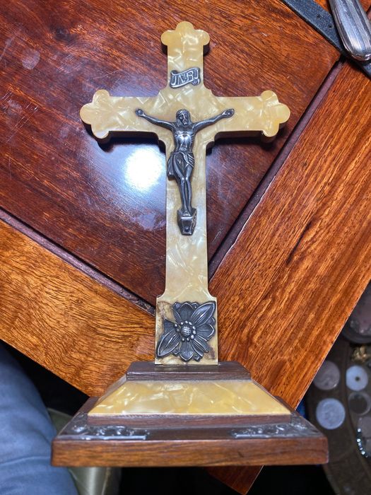 Crucifixo Cristo Prata Portuguesa contrastada Centenária Arte Sacra
