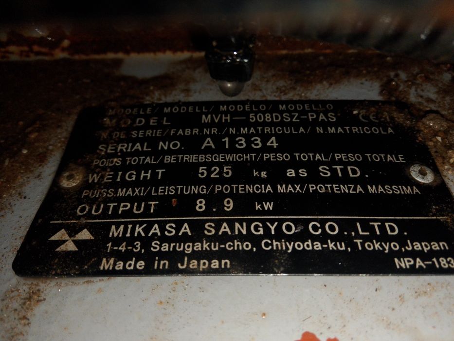 Zagęszczarka ubijarka 525kg Mikasa MVH 508 ComPass