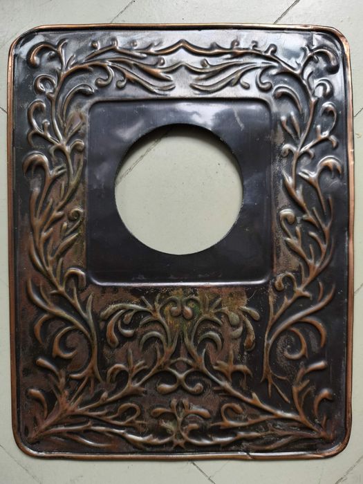 Мідна старовинна підкладка під вимикач, вінтаж