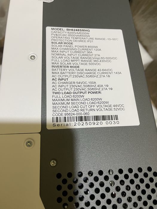 Гибридный инвертор Techfine 6.2квт 48v с WiFi інвертор 6200в