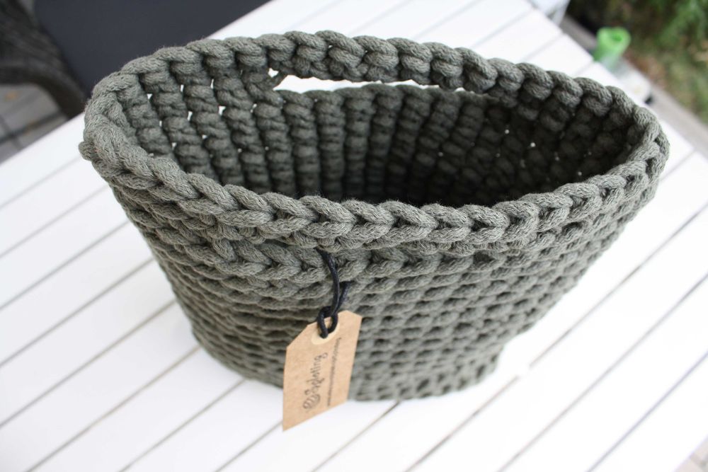 Sploting - torba szydełkowa A4, bawełna, kolor khaki