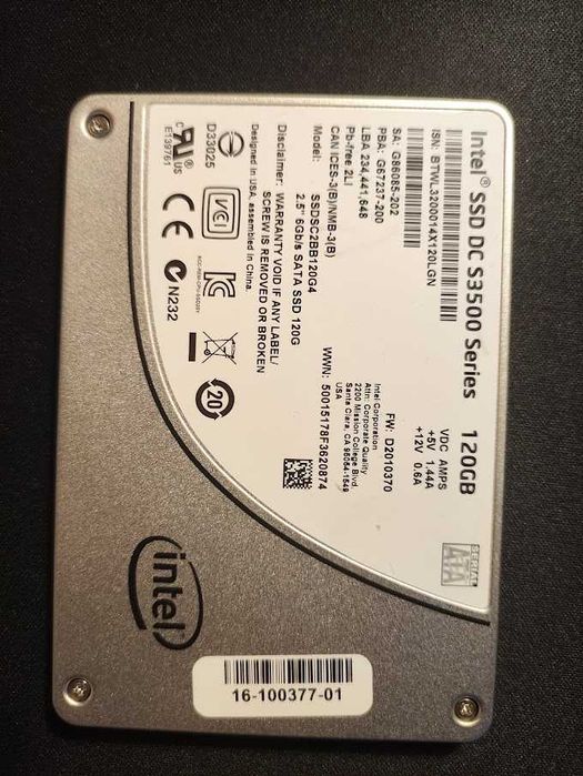 Dysk SSD SATA 120GB intel S3500
