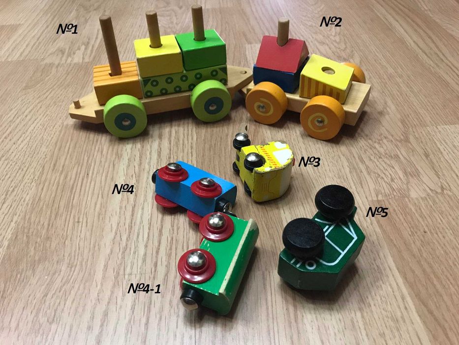 Пакет дитячих іграшок дерев’яний сортер машинки потяг